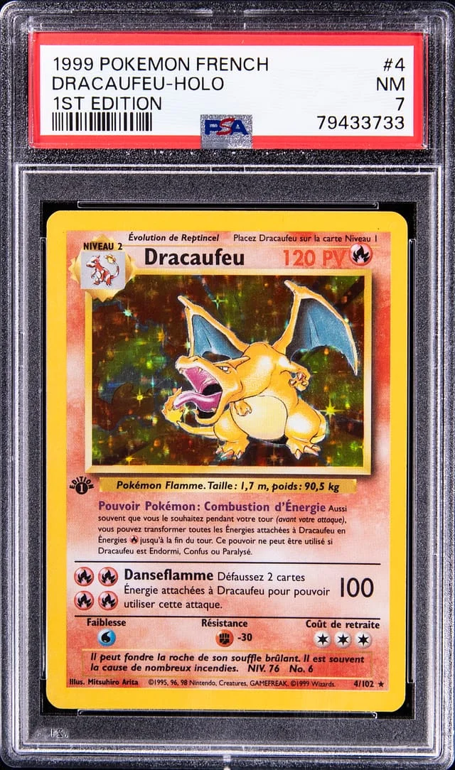 1999 Pokemon French 1st Edition Rare Holofoil Dracaufeu #4 card image