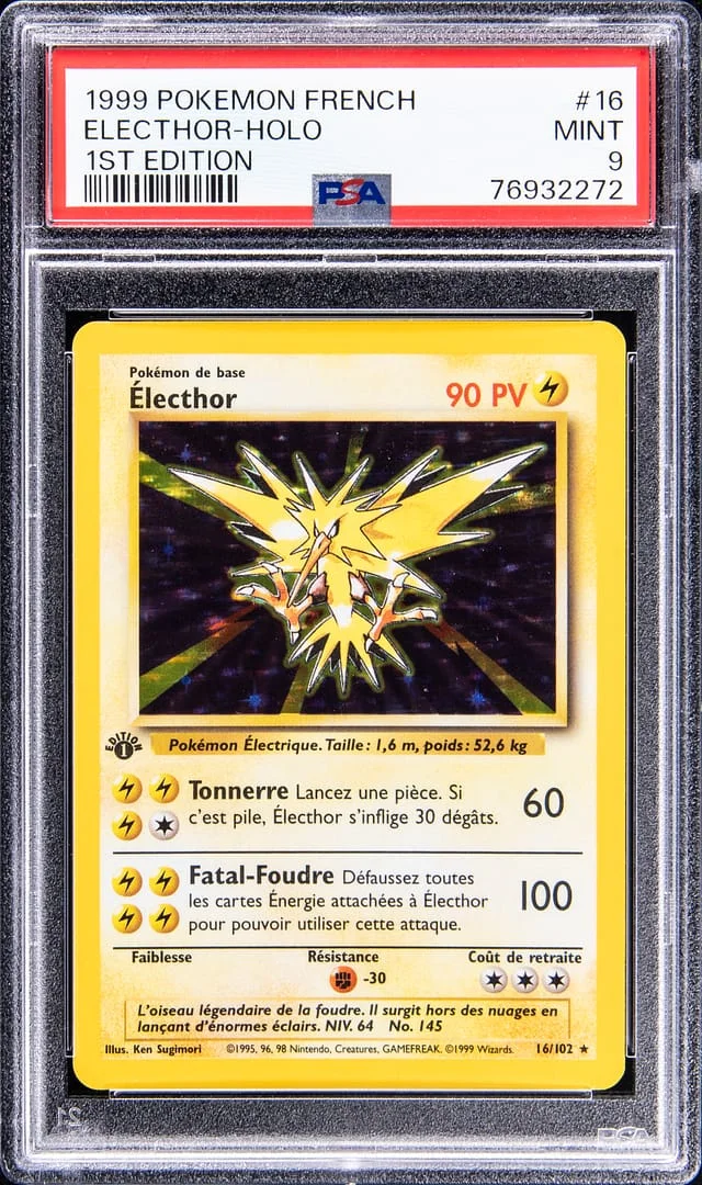 1999 Pokemon French 1st Edition Rare Holofoil Electhor #16 card image