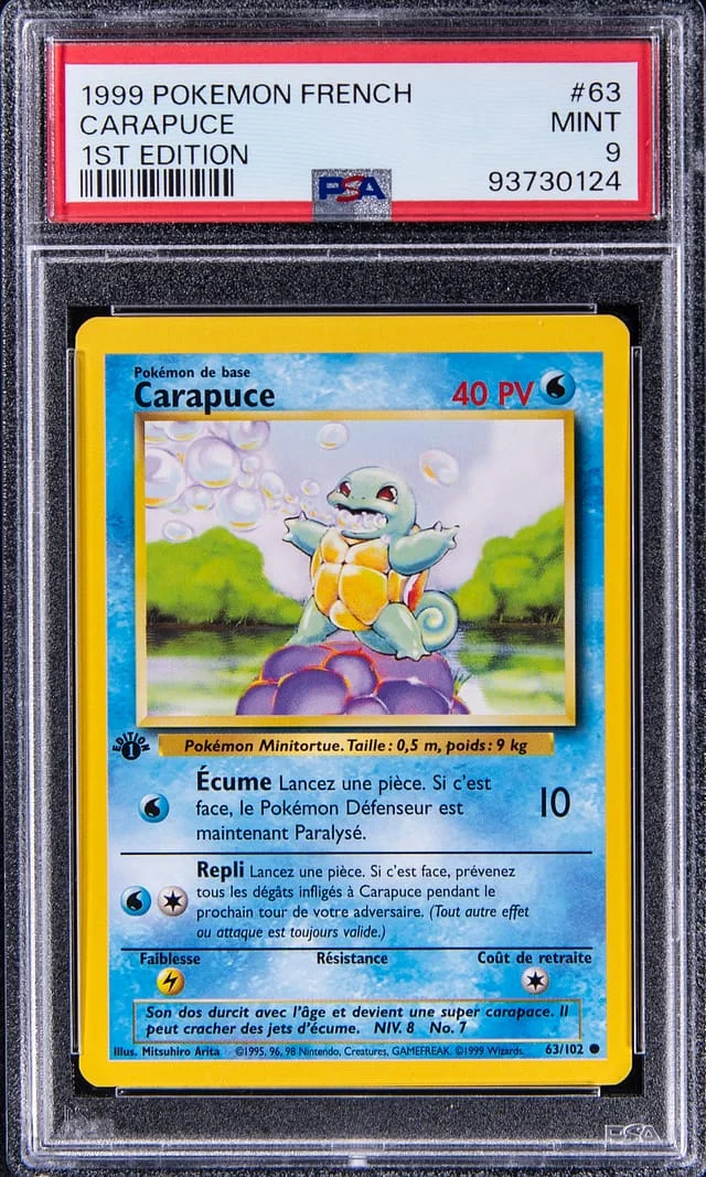 1999 Pokemon French 1st Edition Squirtle (Carapuce) #63 card image