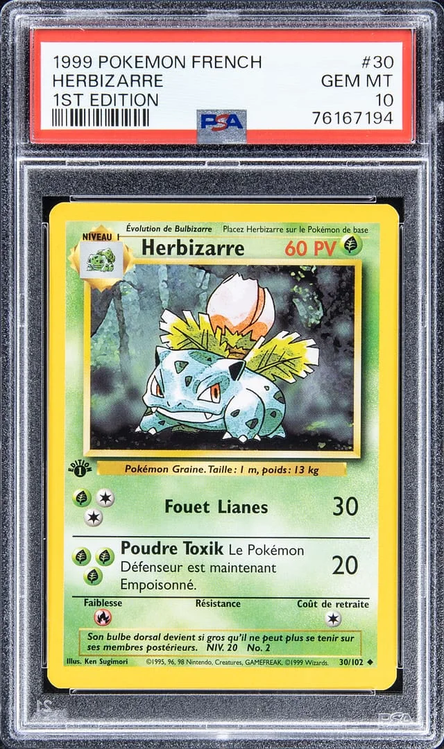 1999 Pokemon French Base Set 1st Edition Ivysaur (Herbizarre) #30 card image