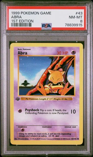 1999 Pokemon Game 1st Edition Abra #43 card image