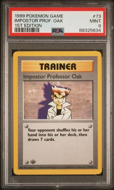 1999 Pokemon Game 1st Edition Impostor Professor Oak #73 card image