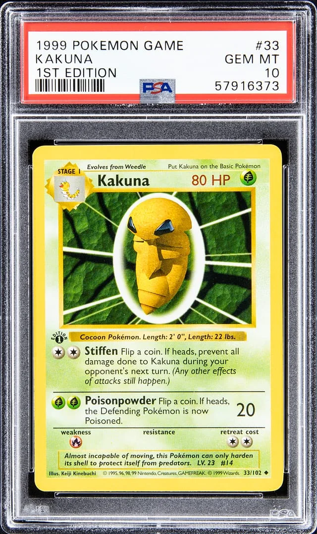 1999 Pokemon Game 1st Edition Kakuna #33 card image