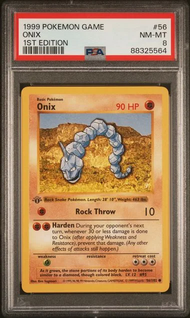 1999 Pokemon Game 1st Edition Onix #56 card image