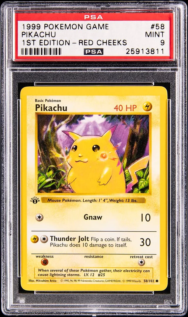 1999 Pokemon Game 1st Edition Pikachu, Red Cheeks #58 card image