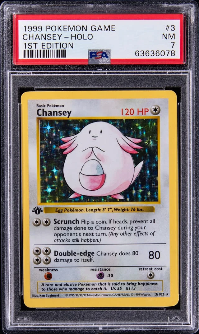 1999 Pokemon Game 1st Edition Rare Holofoil Chansey #3 card image