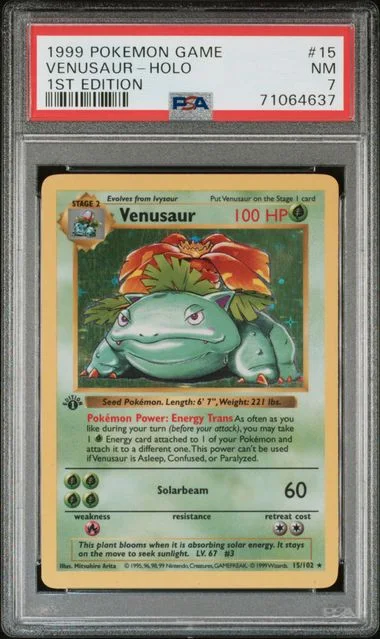 1999 Pokemon Game 1st Edition Rare Holofoil Venusaur #15 card image
