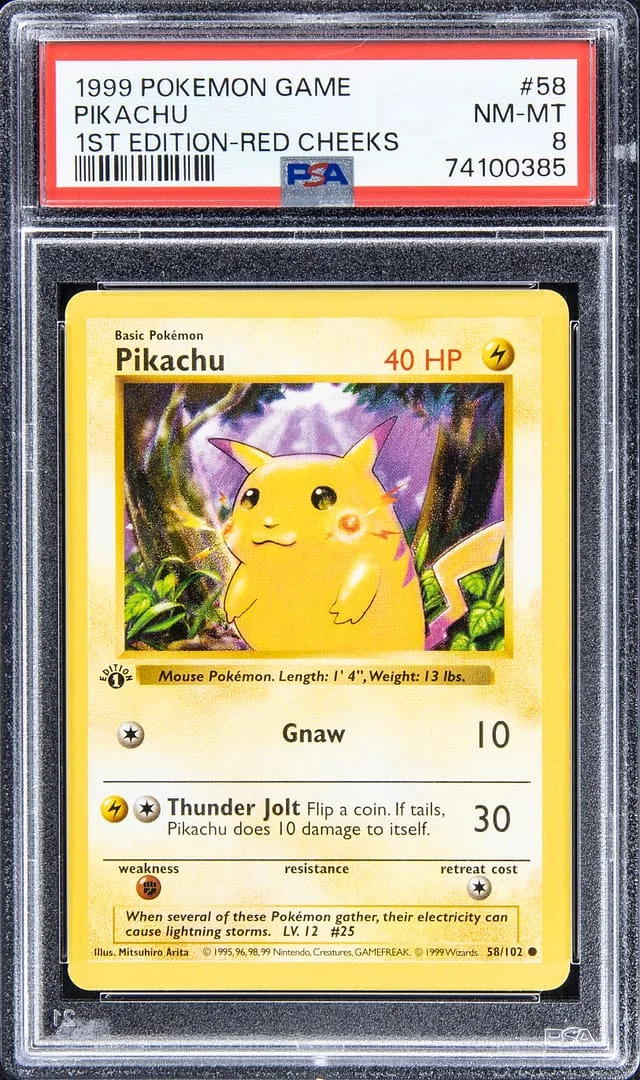 1999 Pokemon Game 1st Edition Red Cheeks Pikachu #58 card image