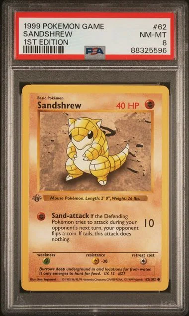 1999 Pokemon Game 1st Edition Sandshrew #62 card image