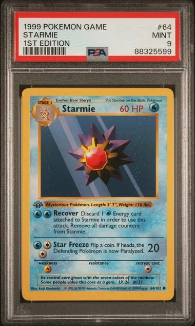 1999 Pokemon Game 1st Edition Starmie #64 card image