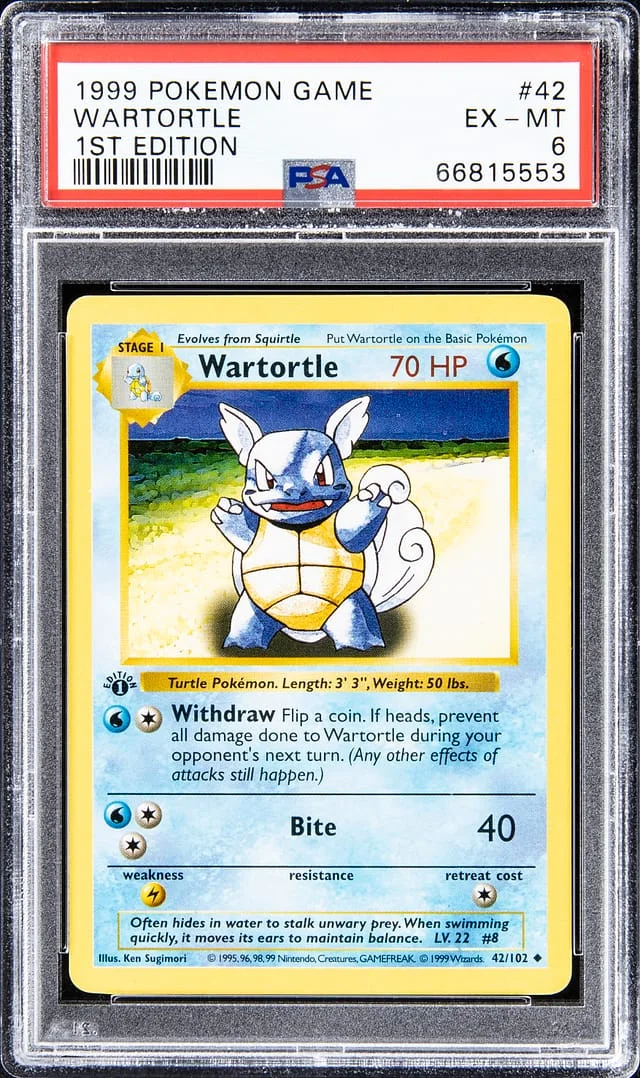 1999 Pokemon Game 1st Edition Wartortle #42 card image