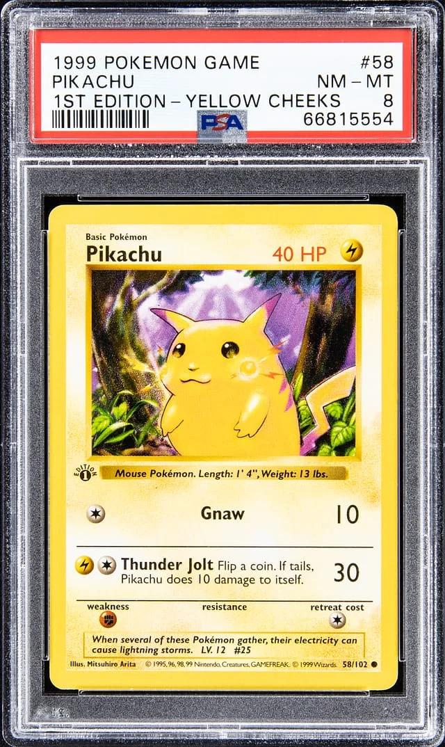 1999 Pokemon Game 1st Edition Yellow Cheeks Pikachu #58 card image