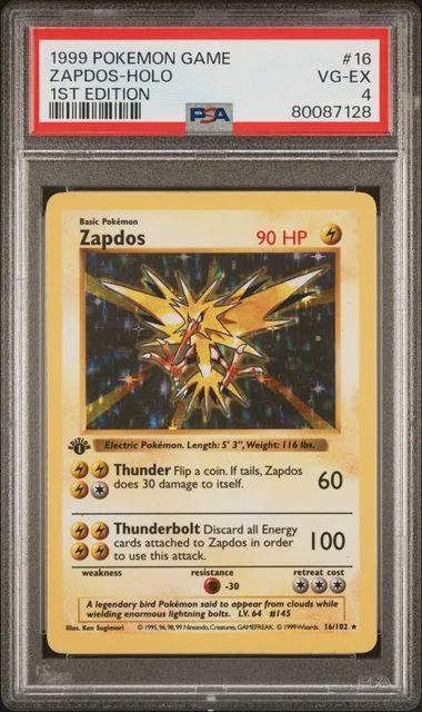 1999 Pokemon Game 1st Edition Zapdos-Holo #16 card image
