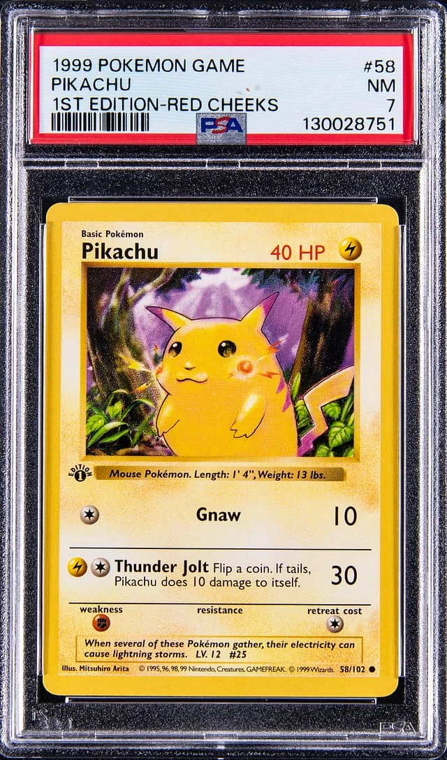 1999 Pokemon Game Base Set 1st Edition-Red Cheeks Pikachu #58 card image