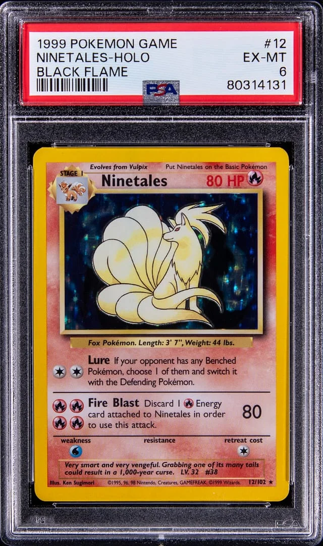 1999 Pokemon Game Black Flame Rare Holofoil Ninetales #12 card image