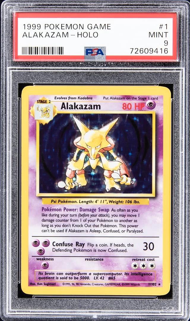 1999 Pokemon Game Holo Alakazam #1 card image