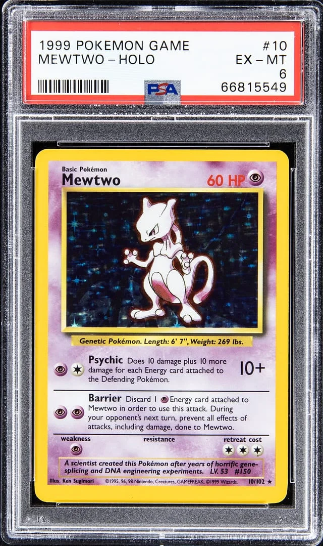1999 Pokemon Game Holo Mewtwo #10 card image