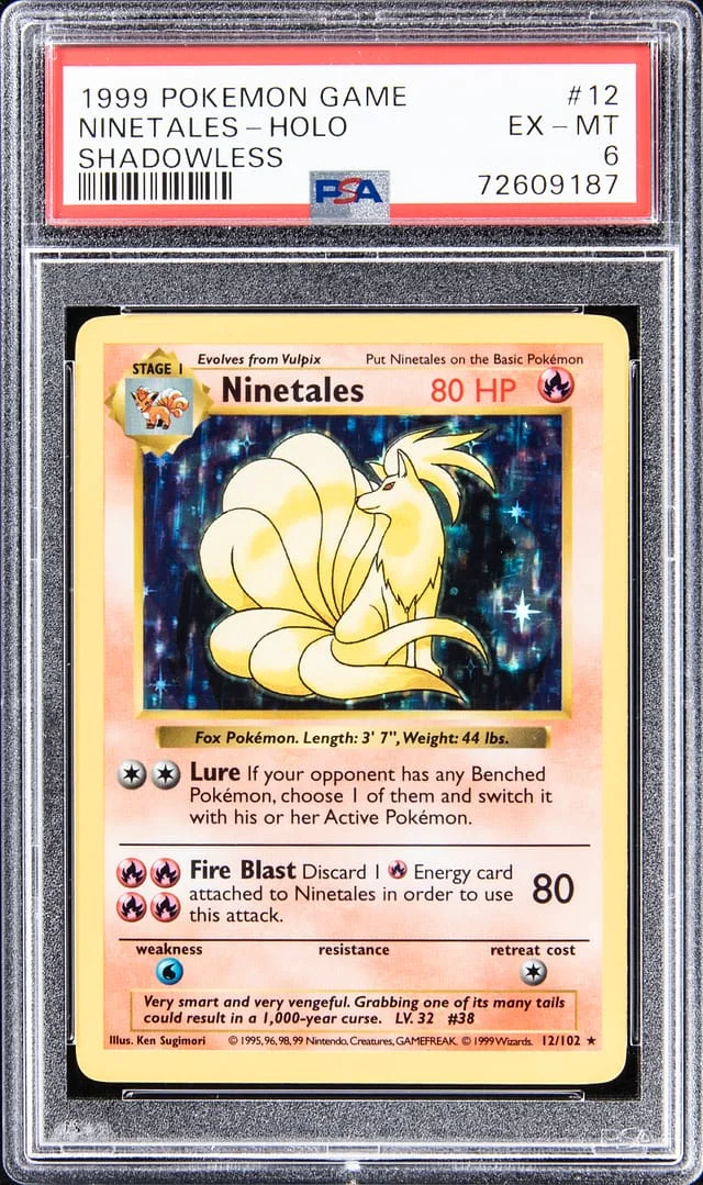1999 Pokemon Game Holo - Shadowless Ninetales #12 card image