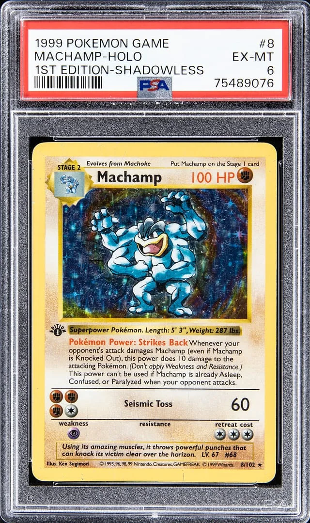 1999 Pokemon Game Holofoil - 1st Edition Shadowless Machamp #8 card image