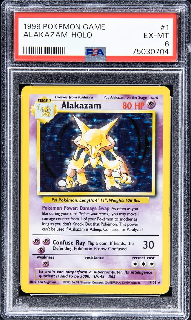 1999 Pokemon Game Holofoil Alakazam #1 card image