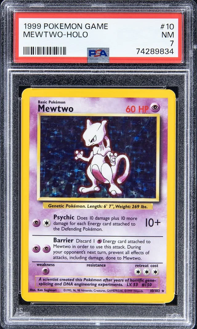 1999 Pokemon Game Holofoil Mewtwo #10 card image