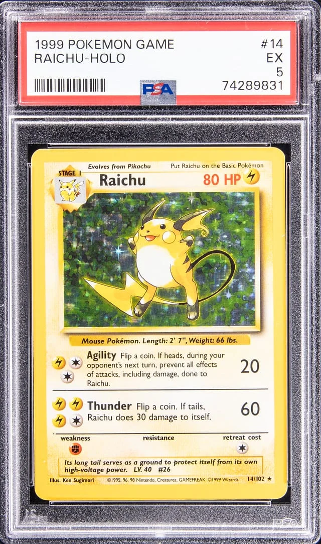 1999 Pokemon Game Holofoil Raichu #14 card image