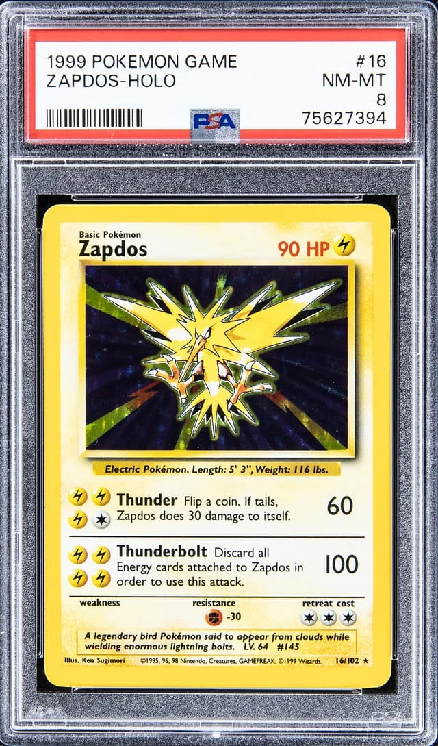 1999 Pokemon Game Holofoil Zapdos #16 card image