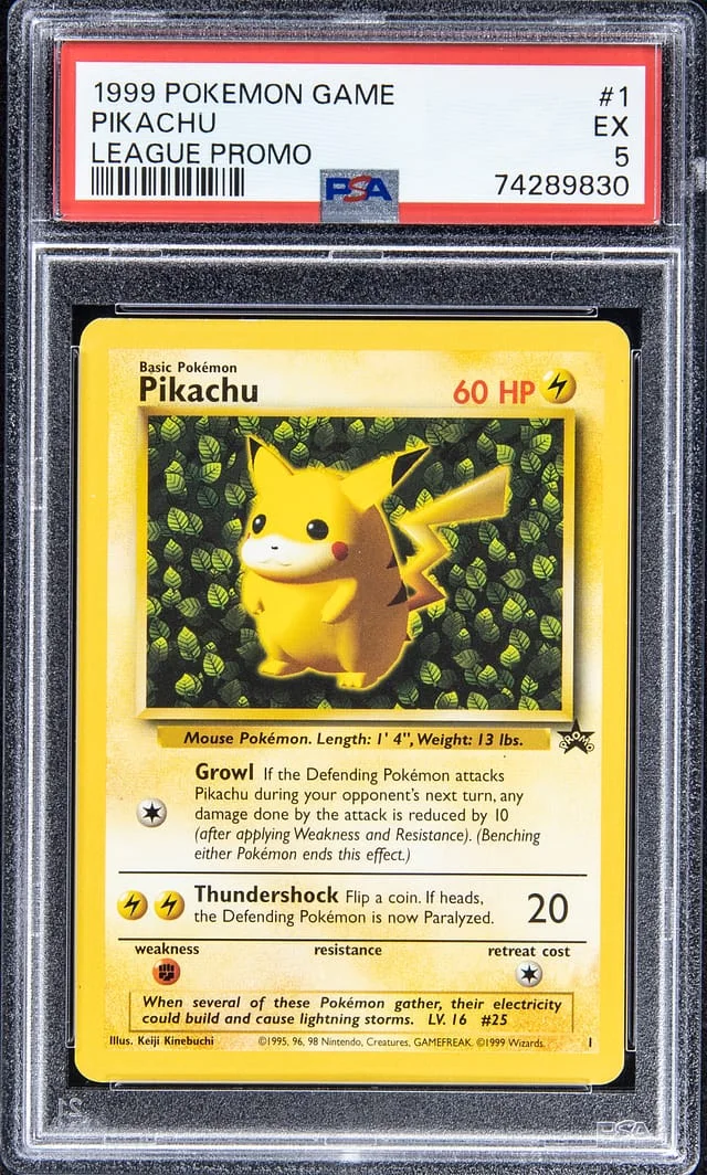 1999 Pokemon Game League Promo Pikachu #1 card image