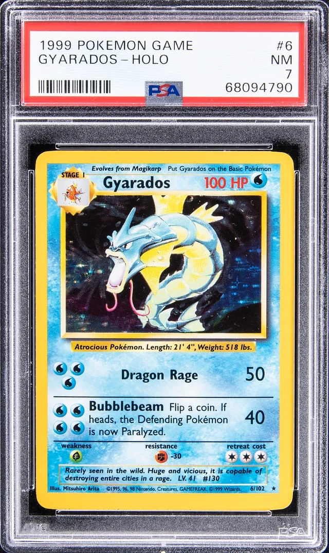 1999 Pokemon Game Rare Holofoil Gyarados #6 card image