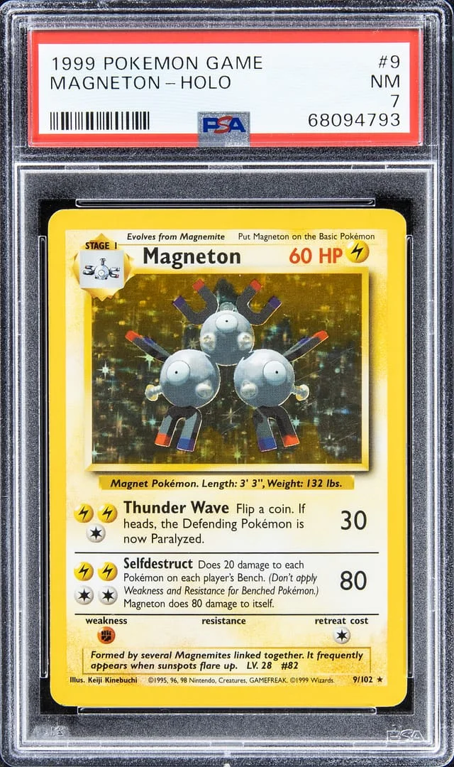 1999 Pokemon Game Rare Holofoil Magneton #9 card image