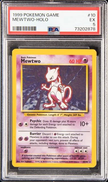 1999 Pokemon Game Rare Holofoil Mewtwo #10 card image