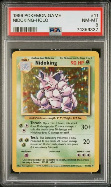 1999 Pokemon Game Rare Holofoil Nidoking #11 card image