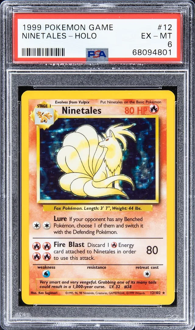 1999 Pokemon Game Rare Holofoil Ninetales #12 card image