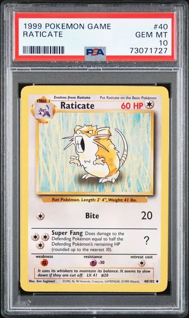 1999 Pokemon Game Raticate #40 card image