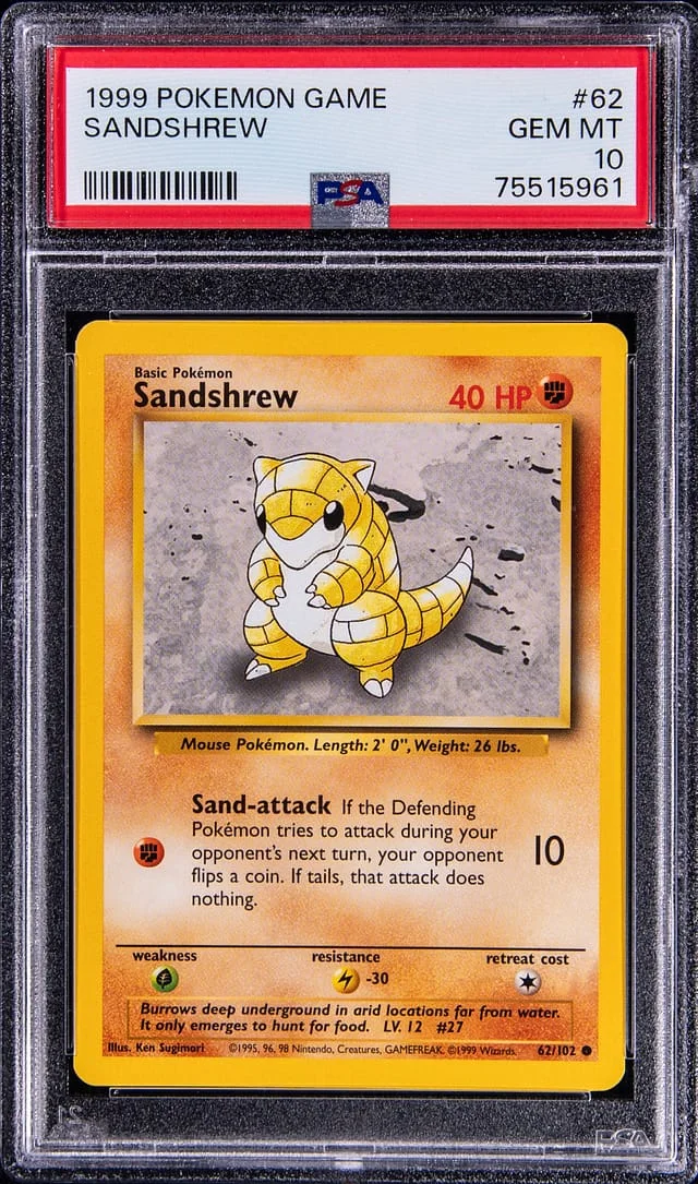 1999 Pokemon Game Sandshrew #62 card image