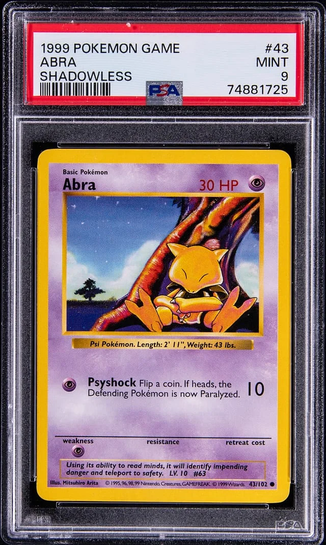 1999 Pokemon Game Shadowless Abra #43 card image