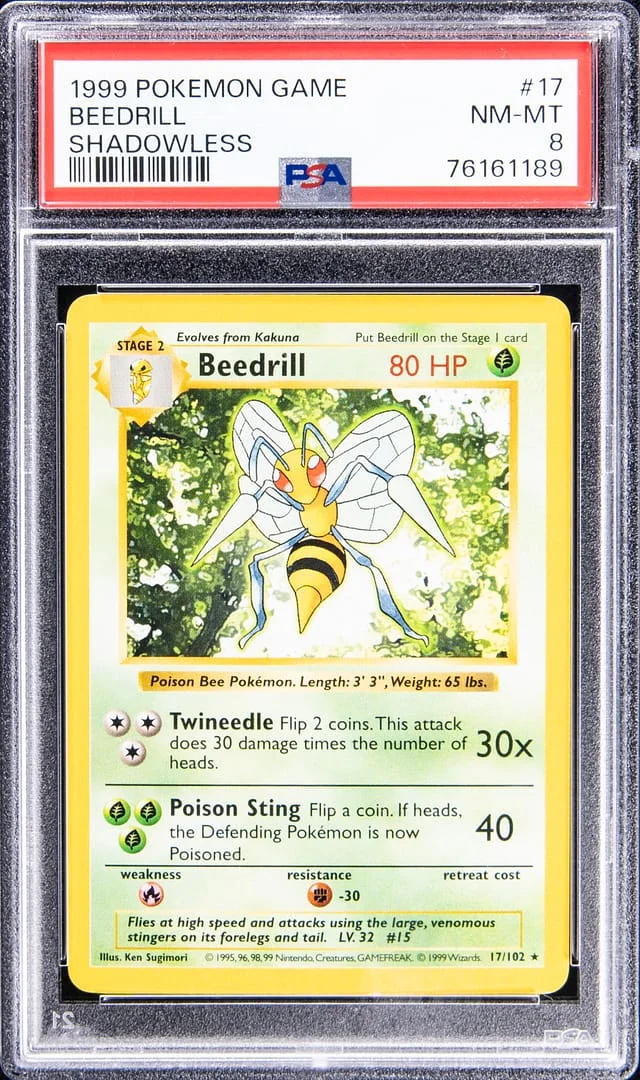 1999 Pokemon Game Shadowless Beedrill #17 card image