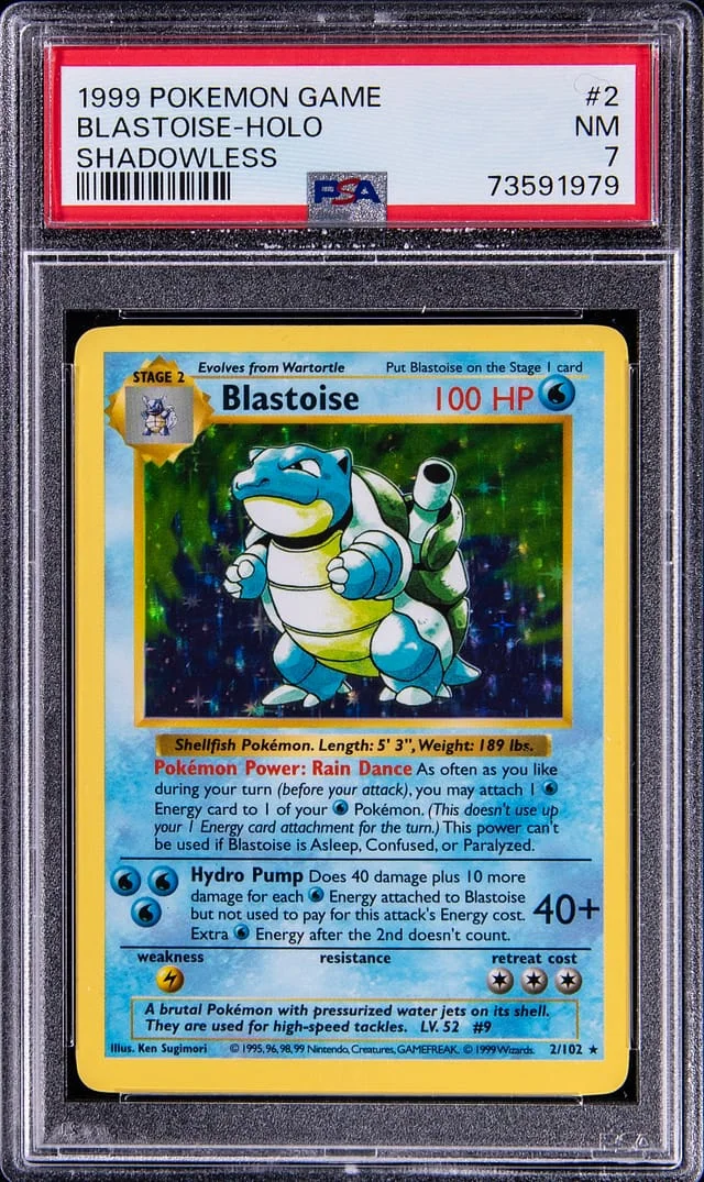 1999 Pokemon Game Shadowless Blastoise Holo #2 card image