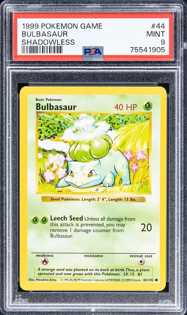 1999 Pokemon Game Shadowless Bulbasaur #44 card image