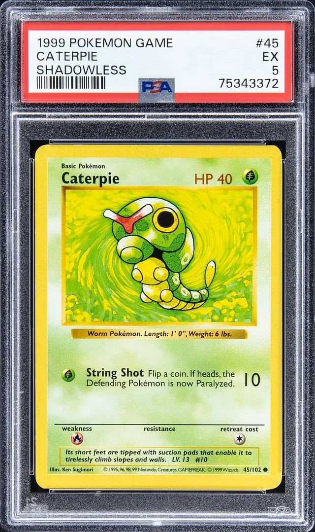 1999 Pokemon Game Shadowless Caterpie #45 card image