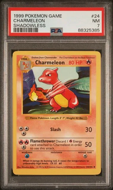 1999 Pokemon Game Shadowless Charmeleon #24 card image