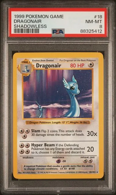 1999 Pokemon Game Shadowless Dragonair #18 card image