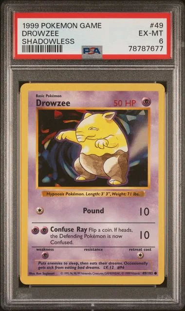 1999 Pokemon Game Shadowless Drowzee #49 card image