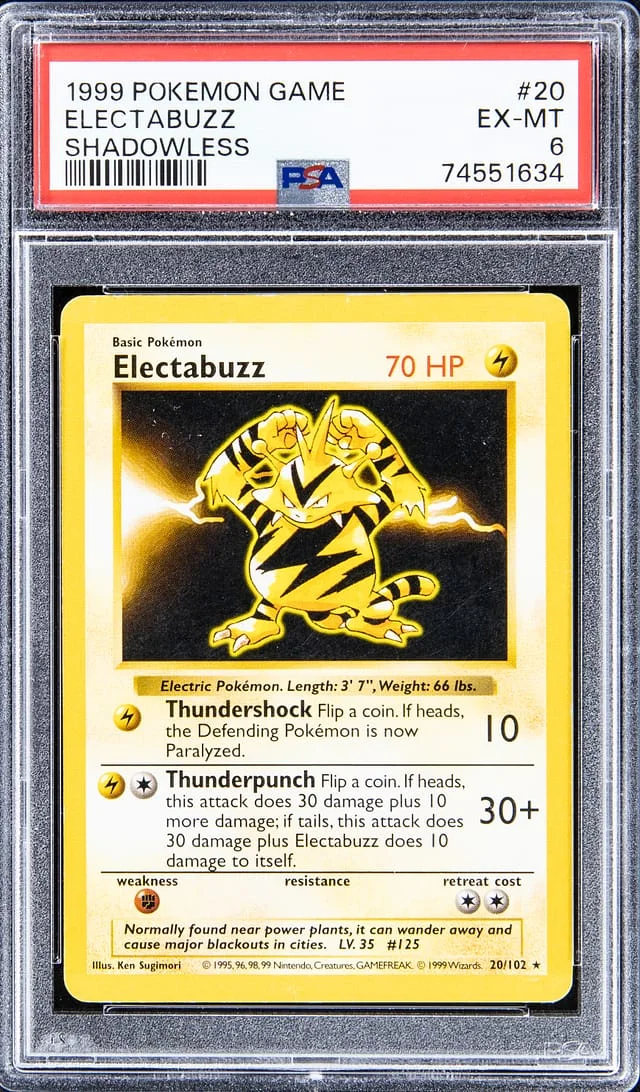 1999 Pokemon Game Shadowless Electabuzz #20 card image
