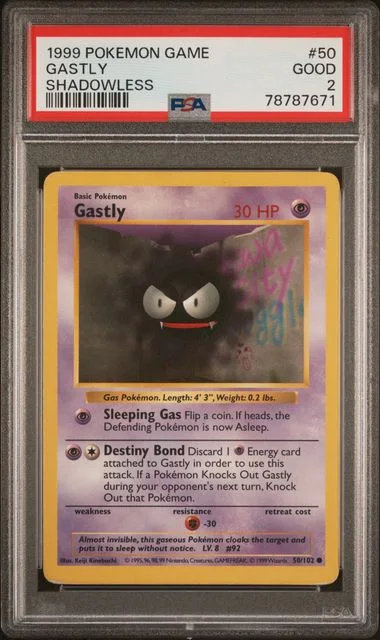 1999 Pokemon Game Shadowless Gastly #50 card image
