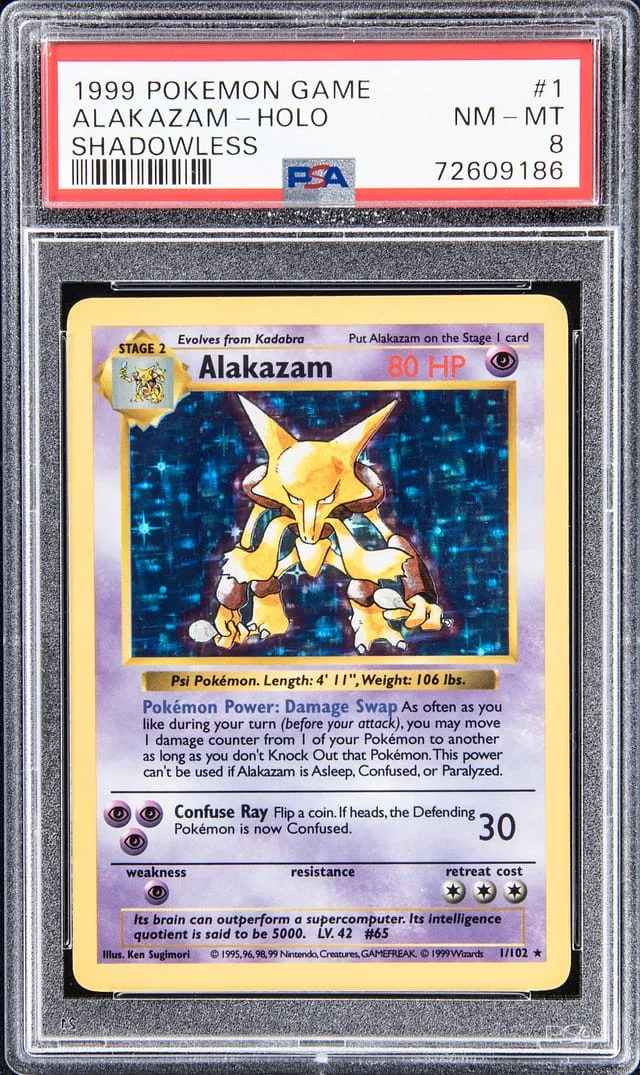 1999 Pokemon Game Shadowless - Holo Alakazam #1 card image