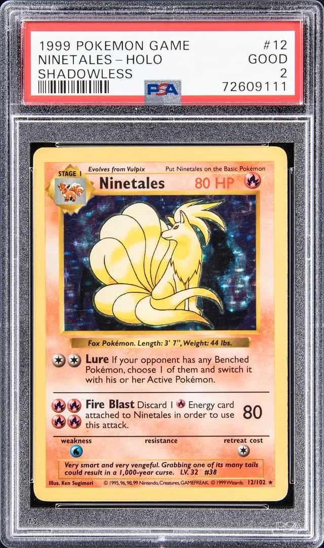 1999 Pokemon Game Shadowless - Holo Ninetales #12 card image