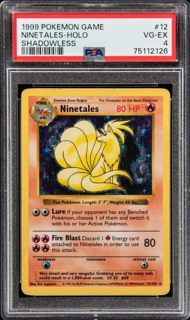 1999 Pokemon Game Shadowless - Holofoil Ninetales #12 card image