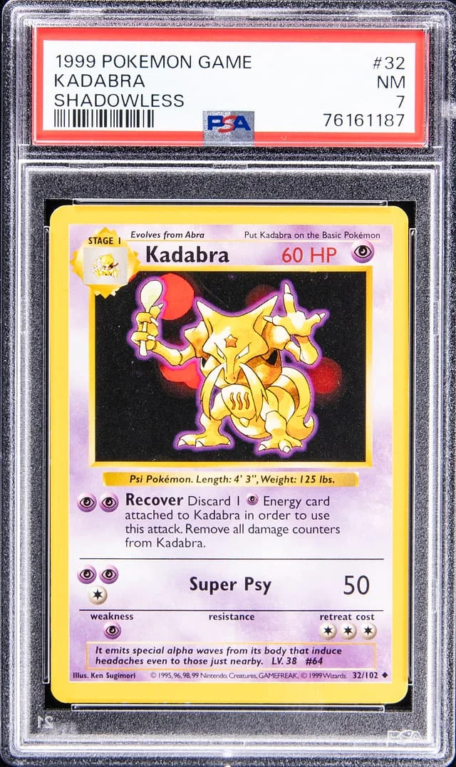 1999 Pokemon Game Shadowless Kadabra #32 card image