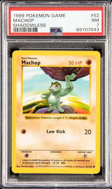 1999 Pokemon Game Shadowless Machop #52 card image